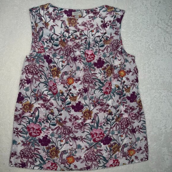Talbots Women's Floral Sleeveless Top Size Small Petite Pink Purple - Picture 1 of 6
